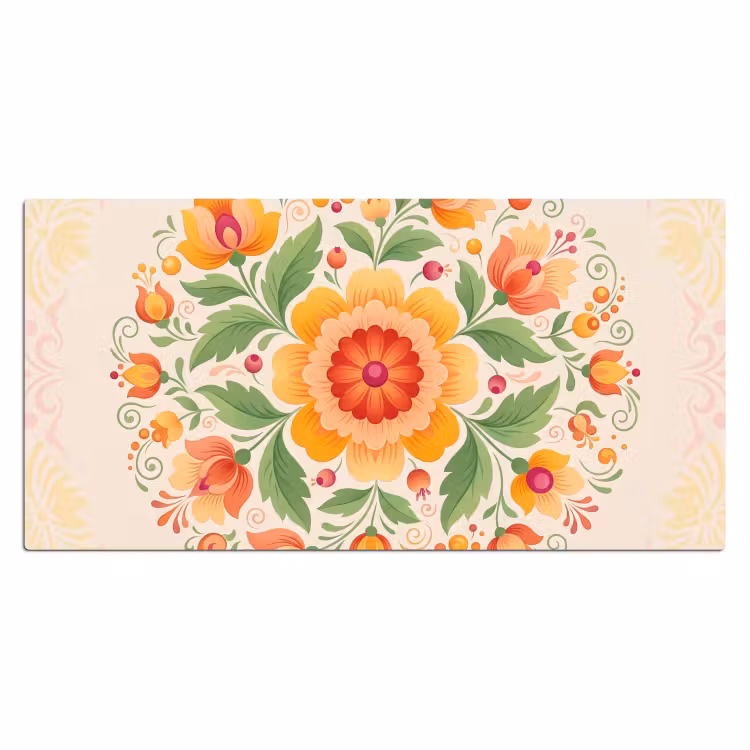 Bureau onderlegger - Bloemen - Patroon - Decoratief - Oranje — 2