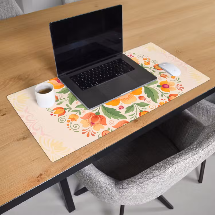 Bureau onderlegger - Bloemen - Patroon - Decoratief - Oranje — 3