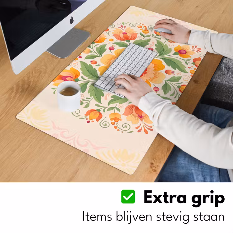 Bureau onderlegger - Bloemen - Patroon - Decoratief - Oranje — 6