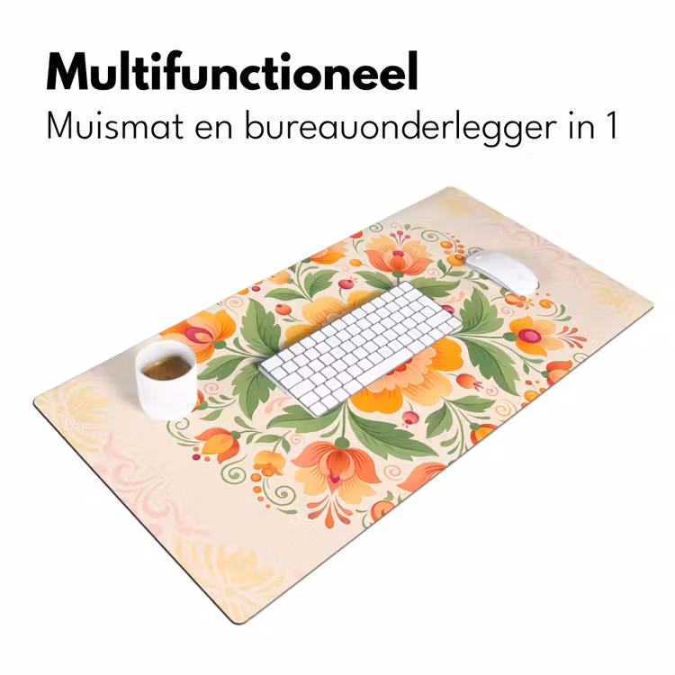 Bureau onderlegger - Bloemen - Patroon - Decoratief - Oranje — 7