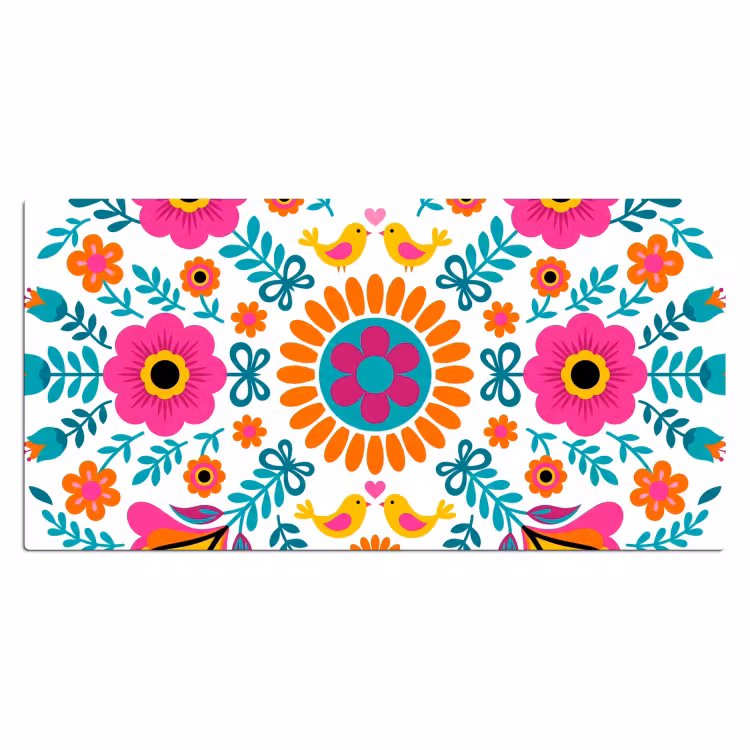 Bureau onderlegger - Bloemen - Vogel - Patroon - Kleurrijk - Modern — 2
