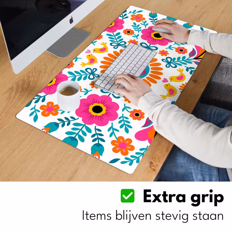 Bureau onderlegger - Bloemen - Vogel - Patroon - Kleurrijk - Modern — 6