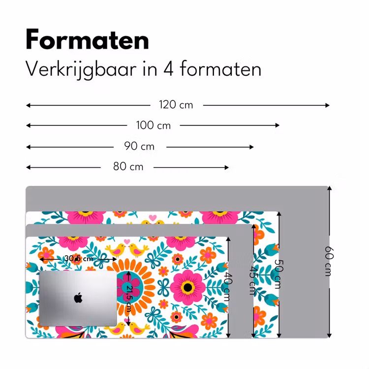 Bureau onderlegger - Bloemen - Vogel - Patroon - Kleurrijk - Modern — 8