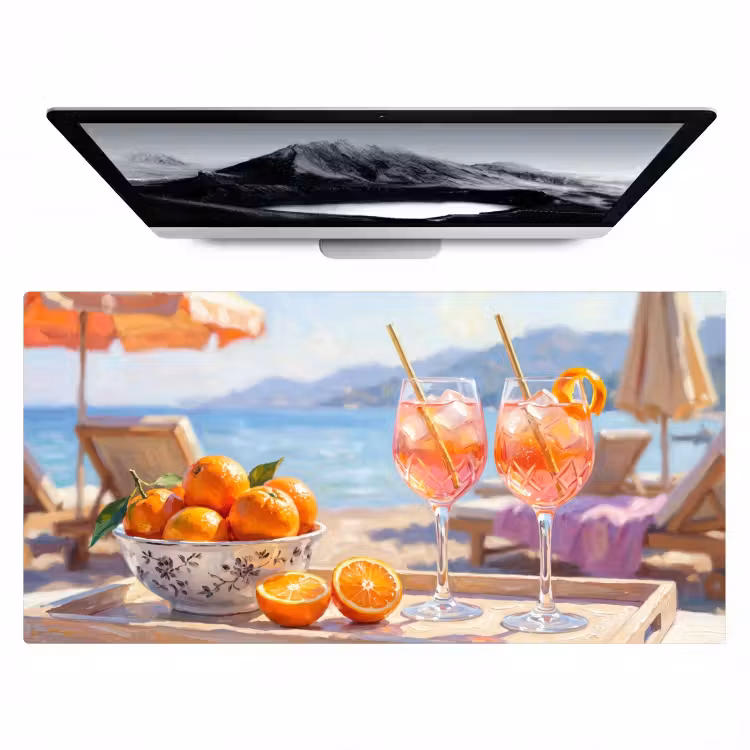Bureau onderlegger - Drank - Glazen - Strand - Zomer - Oranje — 1