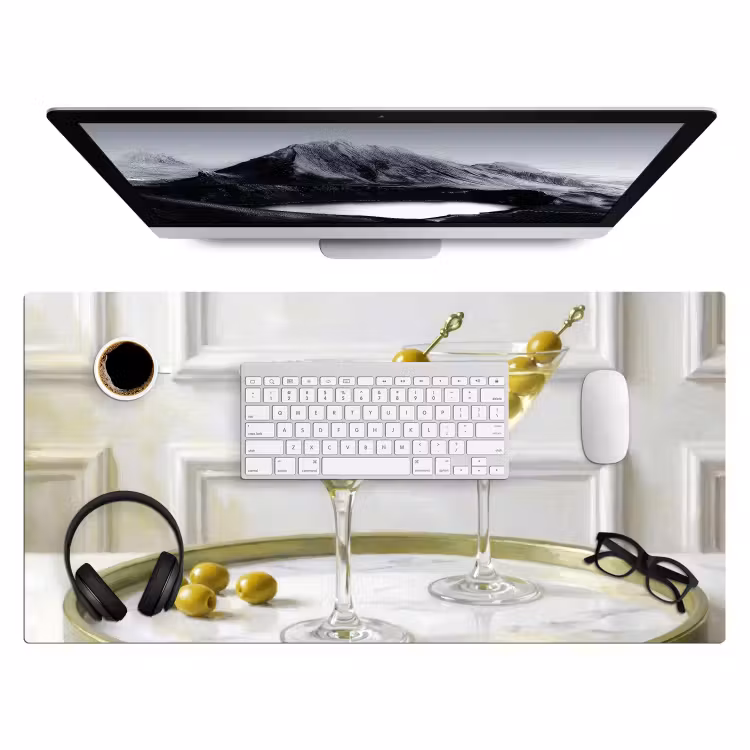 Bureau onderlegger - Drank - Martini - Olijven - Modern - Wit — 4