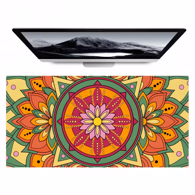 Bureau onderlegger - Mandala - Bloemen - Abstract - Kleurrijk — 1