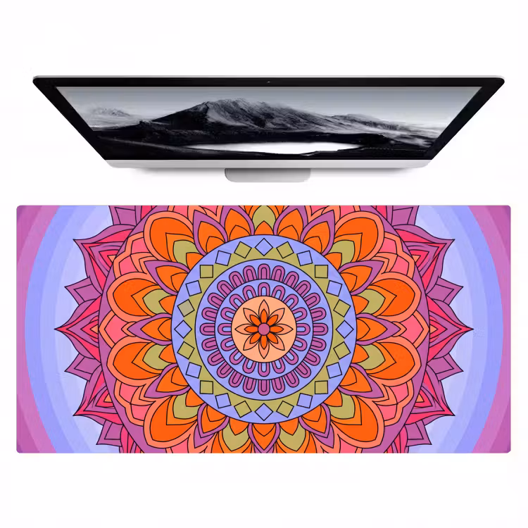 Bureau onderlegger - Mandala - Cirkel - Abstract - Kleurrijk - Patroon — 1