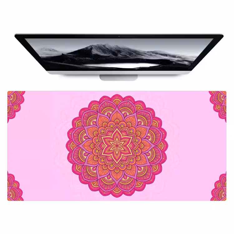 Bureau onderlegger - Mandala - Cirkel - Spiritueel - Oosters - Roze — 1