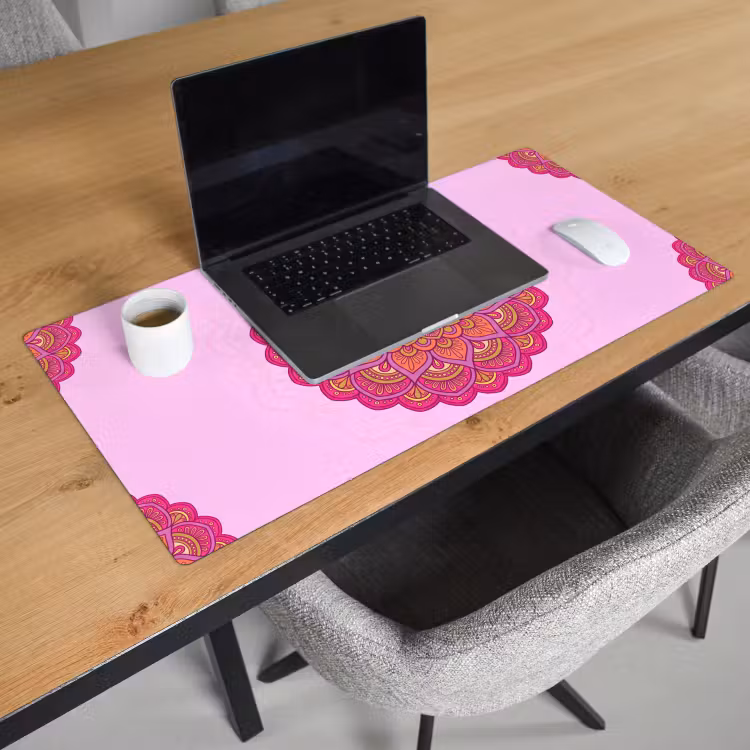 Bureau onderlegger - Mandala - Cirkel - Spiritueel - Oosters - Roze — 3