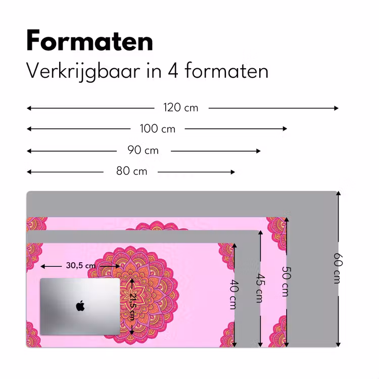 Bureau onderlegger - Mandala - Cirkel - Spiritueel - Oosters - Roze — 8