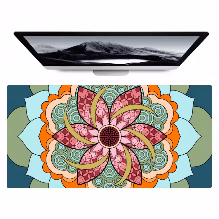 Bureau onderlegger - Mandala - Geometrisch - Kunst - Decoratief - Kleurrijk — 1