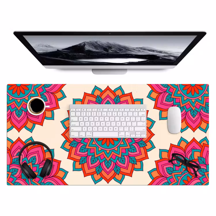 Bureau onderlegger - Mandala - Patroon - Abstract - Kleurrijk - Modern — 4