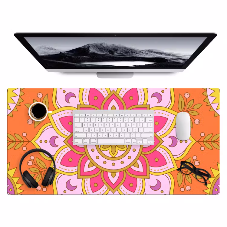 Bureau onderlegger - Patroon - Bloemmotief - Decoratie - Abstract - Roze — 4