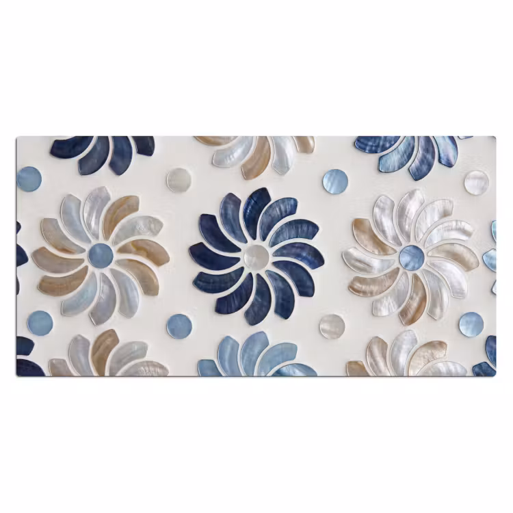 Bureau onderlegger - Bloemen - Parelmoer - Abstract - Patroon - Blauw — 2