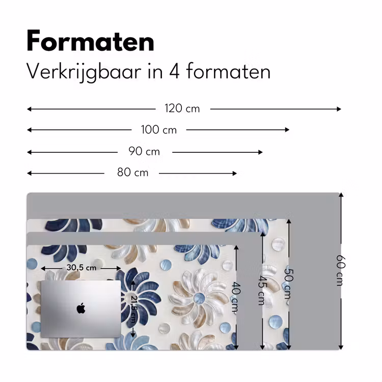 Bureau onderlegger - Bloemen - Parelmoer - Abstract - Patroon - Blauw — 8