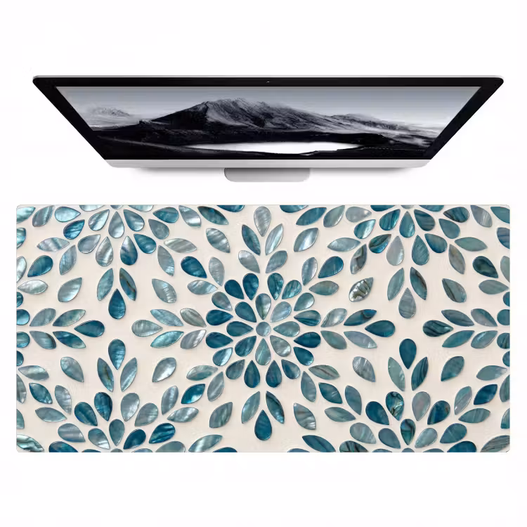 Bureau onderlegger - Patroon - Bladeren - Abstract - Modern - Turquoise — 1