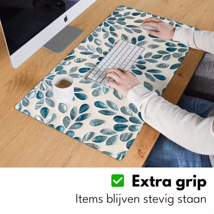 Bureau onderlegger - Patroon - Bladeren - Abstract - Modern - Turquoise — 6