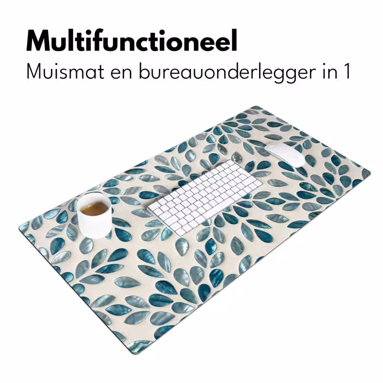 Bureau onderlegger - Patroon - Bladeren - Abstract - Modern - Turquoise — 7