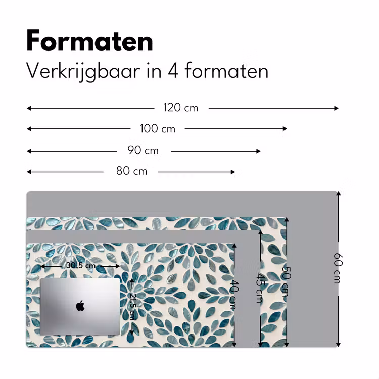 Bureau onderlegger - Patroon - Bladeren - Abstract - Modern - Turquoise — 8