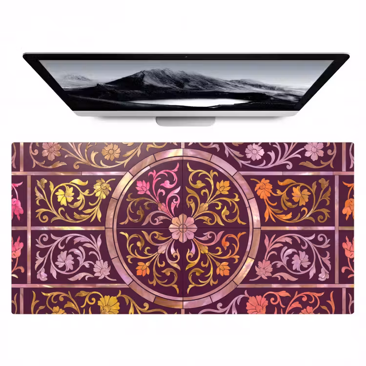 Bureau onderlegger - Patroon - Floraal - Oosters - Paars - Goud — 1