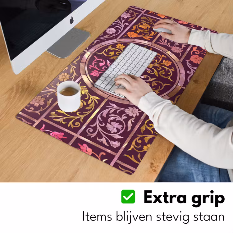 Bureau onderlegger - Patroon - Floraal - Oosters - Paars - Goud — 6