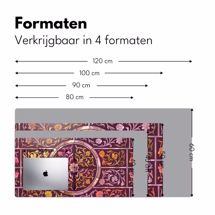 Bureau onderlegger - Patroon - Floraal - Oosters - Paars - Goud — 8