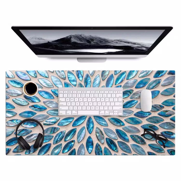 Bureau onderlegger - Patroon - Glans - Abstract - Blauw - Decoratie — 4