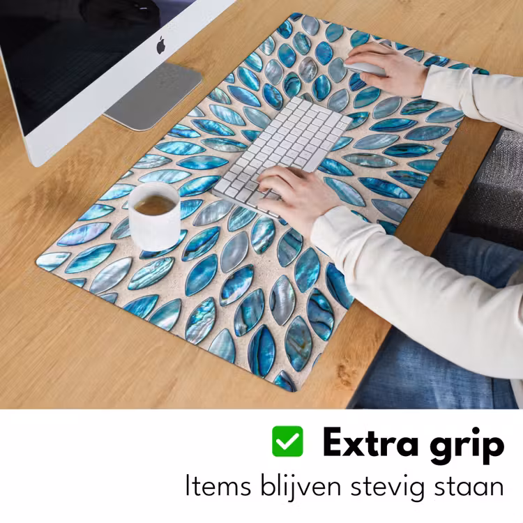 Bureau onderlegger - Patroon - Glans - Abstract - Blauw - Decoratie — 6
