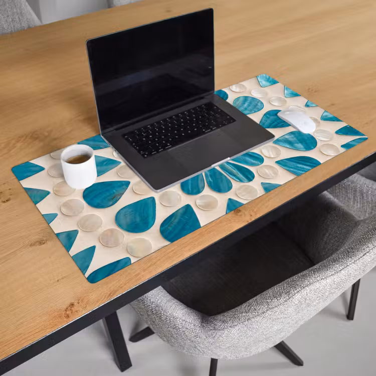 Bureau onderlegger - Patroon - Mozaïek - Schelpen - Abstract - Turquoise — 3