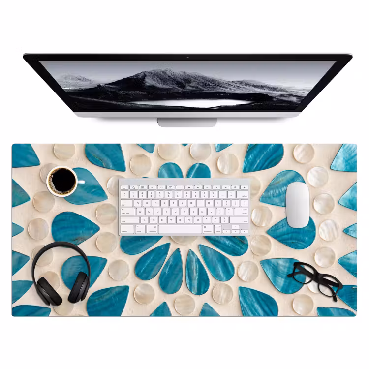 Bureau onderlegger - Patroon - Mozaïek - Schelpen - Abstract - Turquoise — 4