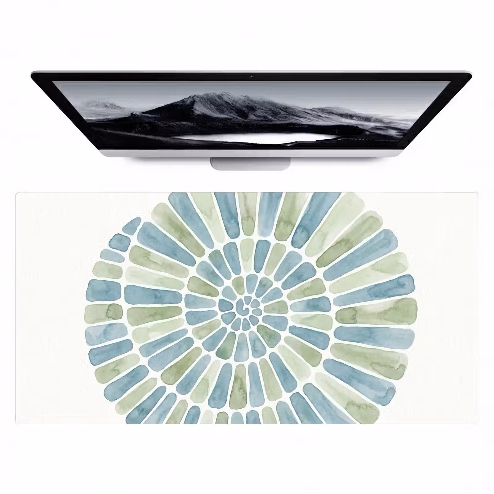Bureau onderlegger - Abstract - Spiraal - Patroon - Modern - Blauw-Groen — 1