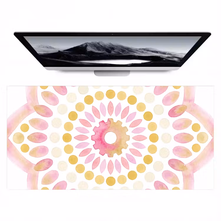 Bureau onderlegger - Abstract - Mandala - Kunst - Modern - Roze — 1