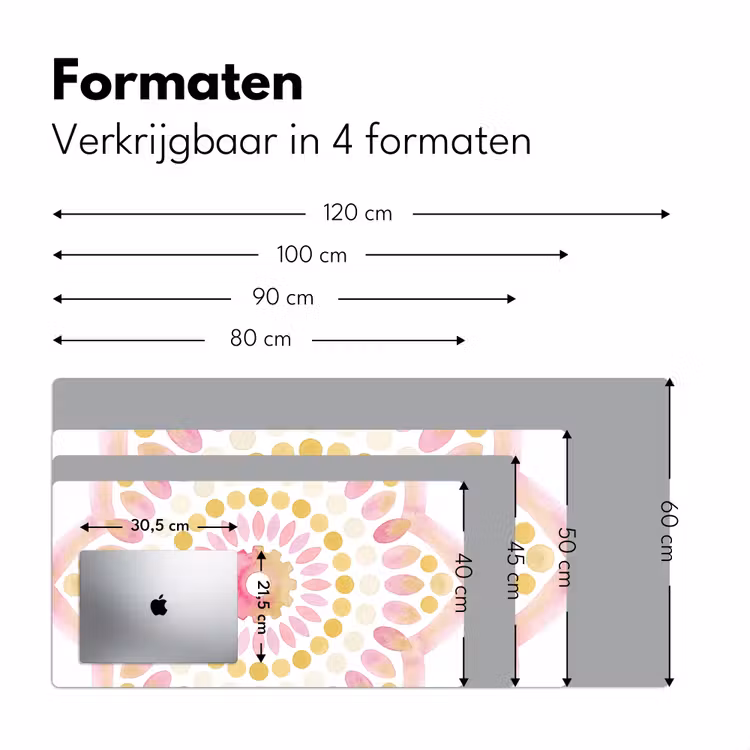 Bureau onderlegger - Abstract - Mandala - Kunst - Modern - Roze — 8