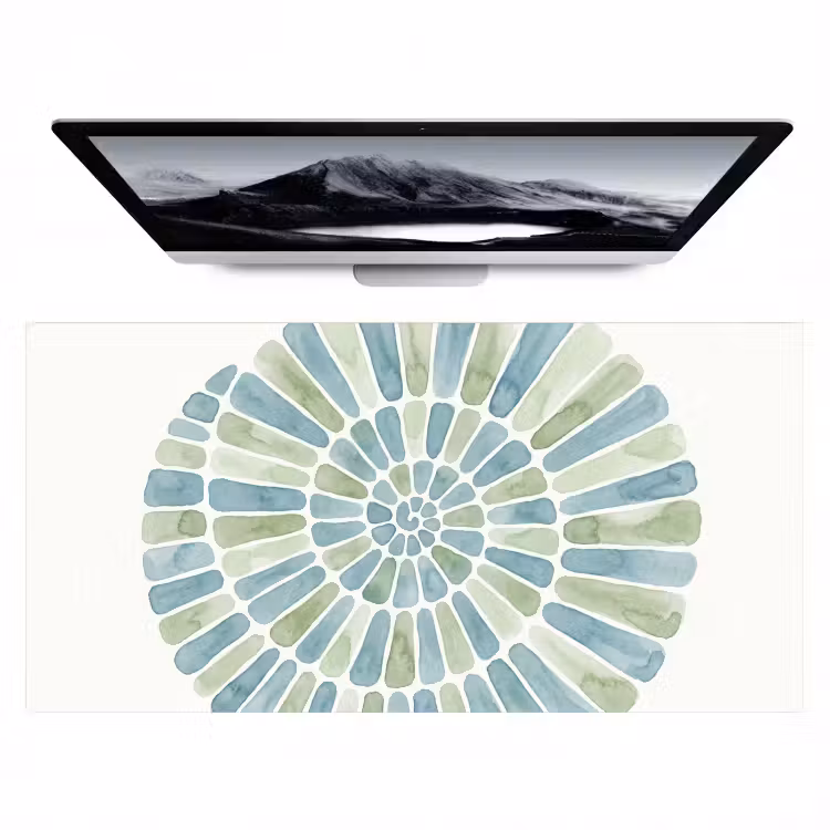 Bureau onderlegger - Abstract - Spiraal - Patroon - Modern - Blauw-Groen — 1