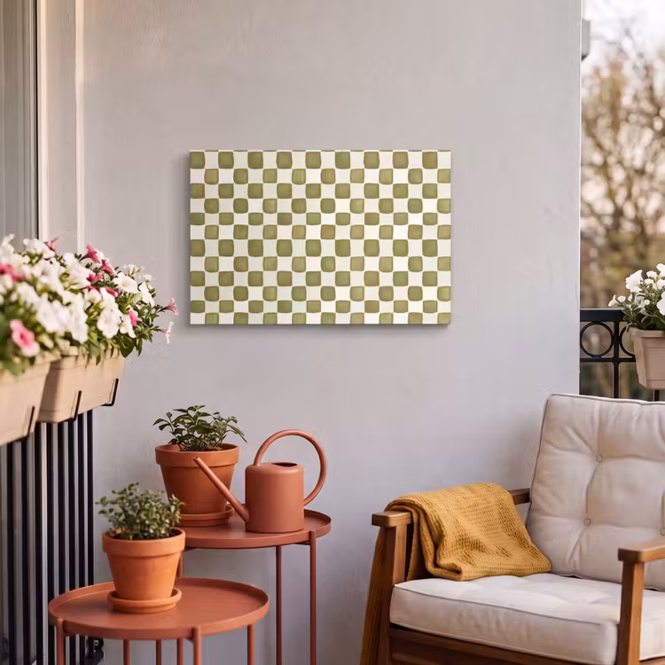 Buiten canvas - Schaak - Patroon - Groen — 4