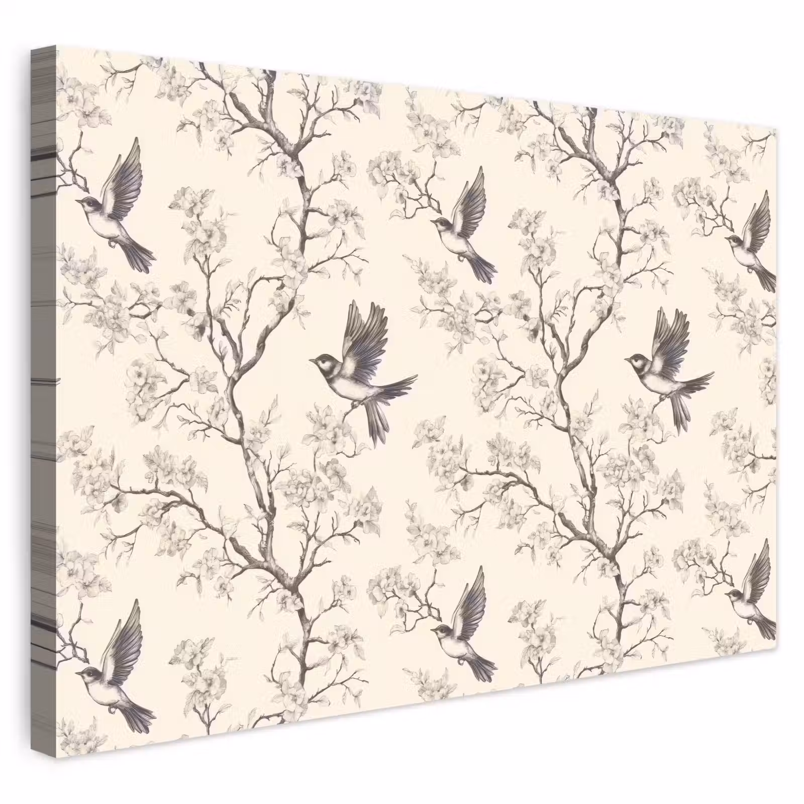Buiten canvas - Takken - Vogels - Beige — 1