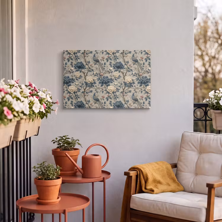 Buiten canvas - Pauw - Bloemen - Blauw — 4