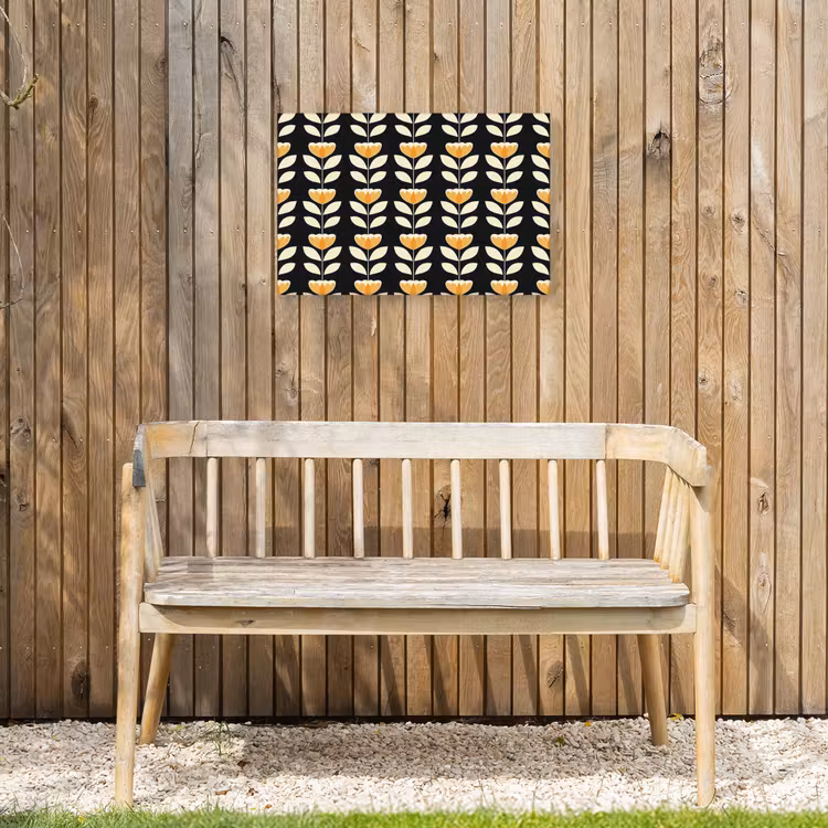 Buiten canvas - Retro - Bloem - Zwart - Okergeel — 3