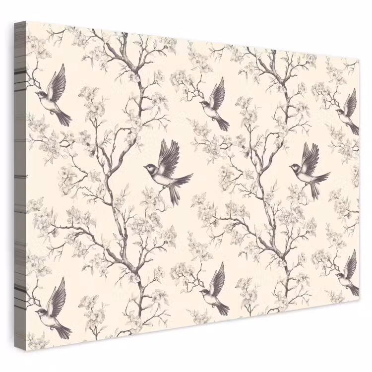 Buiten canvas - Takken - Vogels - Beige — 1