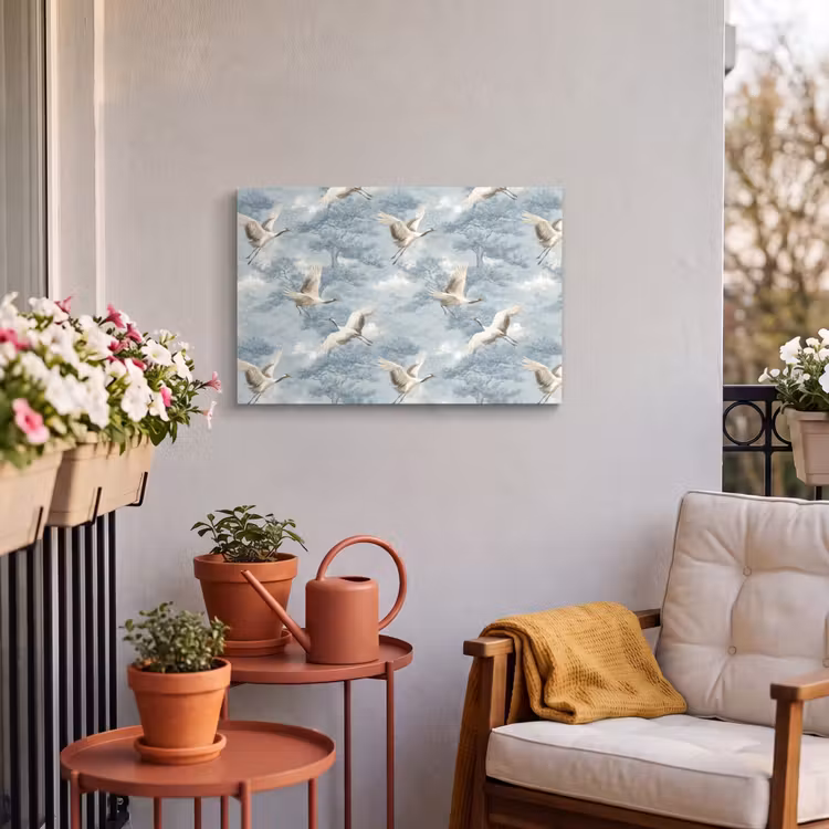 Buiten canvas - Wolken - Kraanvogels - Blauw — 4