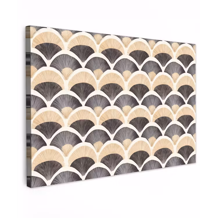 Buiten canvas - Waaier - Patroon - Zwart - Beige — 1