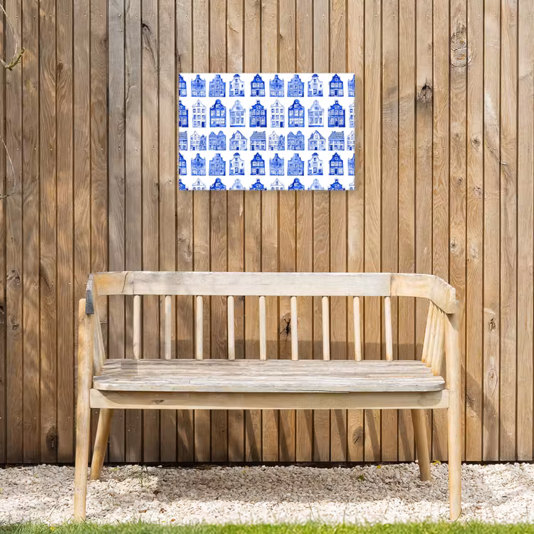 Buiten canvas - Patroon - Huizen - Blauw — 3