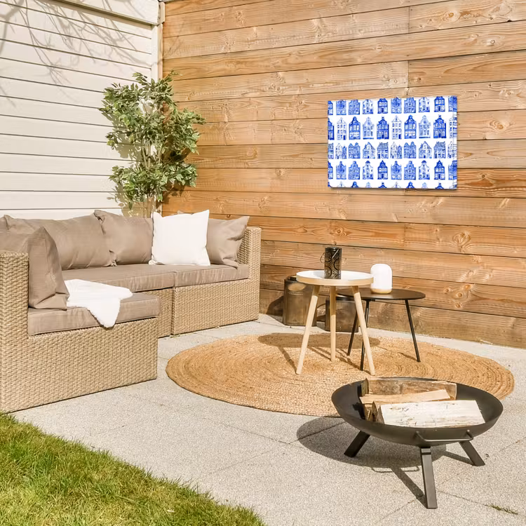 Buiten canvas - Patroon - Huizen - Blauw — 5