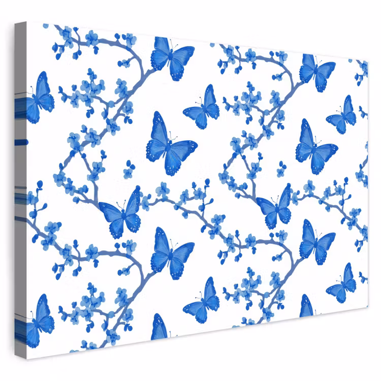 Buiten canvas - Vlinder - Bloemen - Blauw — 1