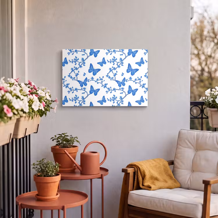Buiten canvas - Vlinder - Bloemen - Blauw — 4