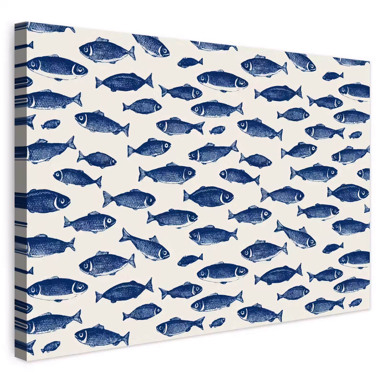 Buiten canvas - Vissen - Patroon - Blauw - Wit — 1