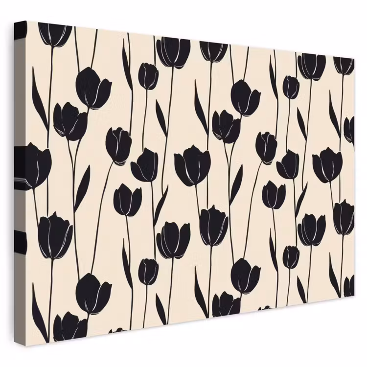 Buiten canvas - Tulpen - Patroon - Zwart — 1