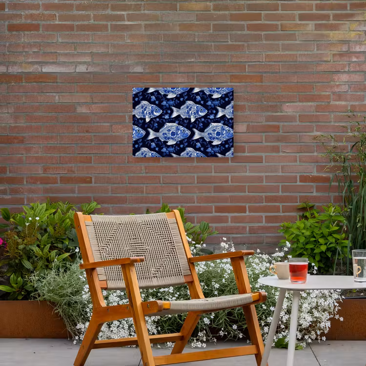 Buiten canvas - Vissen - Bloemen - Blauw — 2