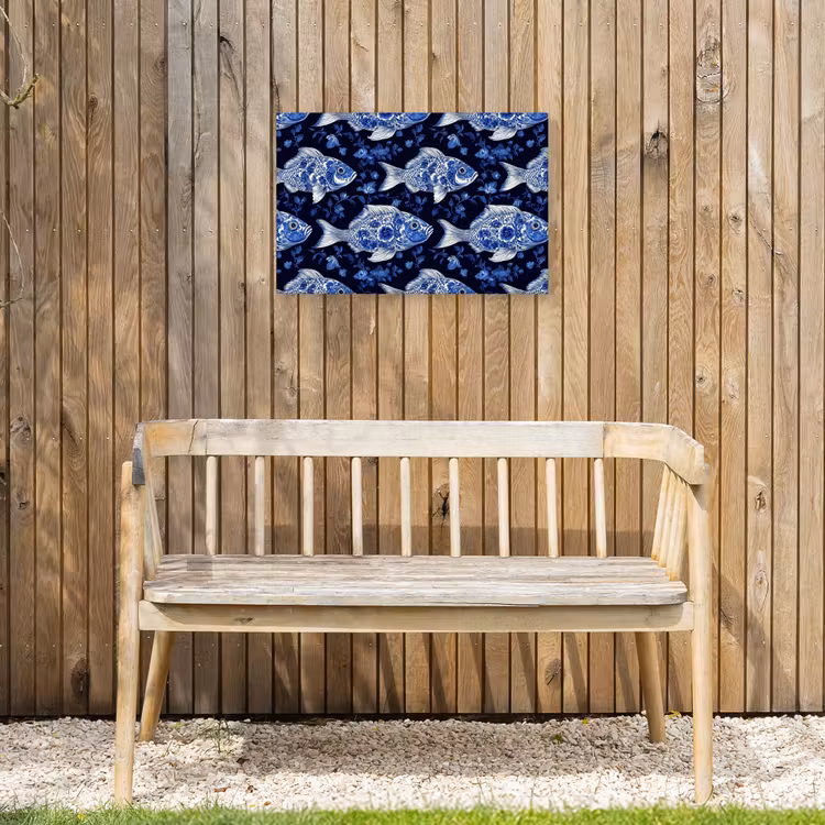 Buiten canvas - Vissen - Bloemen - Blauw — 3