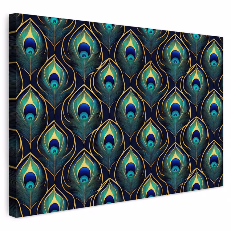 Buiten canvas - Pauw - Veren - Groen — 1